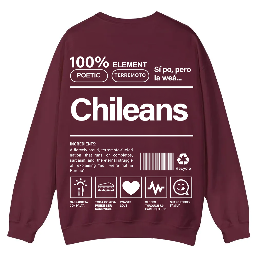 Chileans Unisex Fit  Casual Crewneck Sweatshirt wearishow