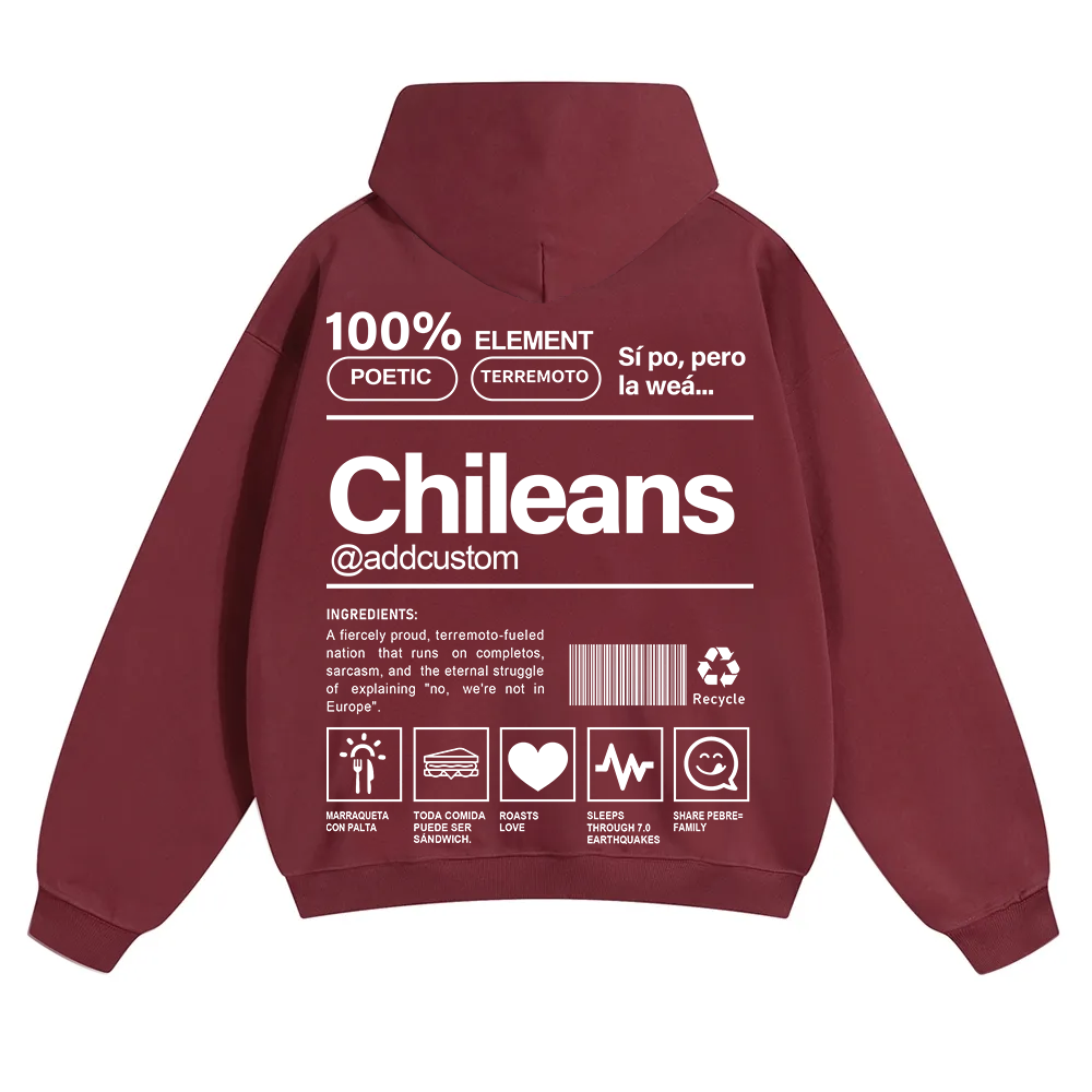 Chileans Addcustom Unisex Fit Color Hoodie wearishow