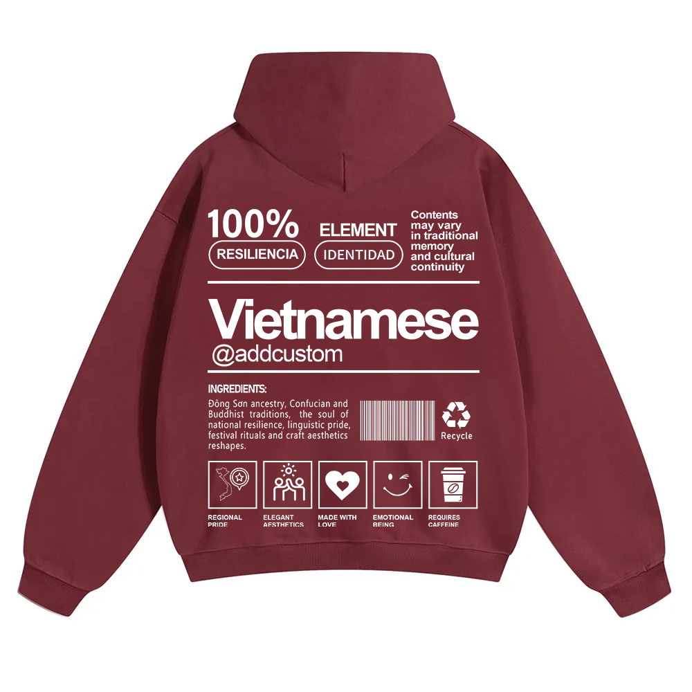 Vietnamese Addcustom Unisex Fit Color Hoodie wearishow