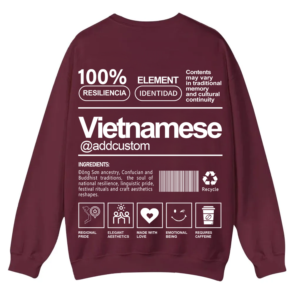 Vietnamese Addcustom Unisex Fit  Casual Crewneck Sweatshirt wearishow