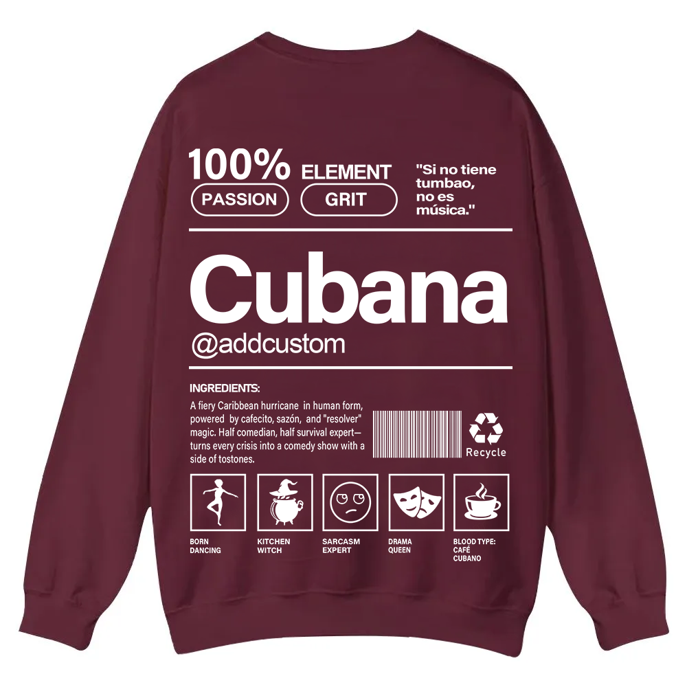Cubana Addcustom Unisex Fit  Casual Crewneck Sweatshirt wearishow
