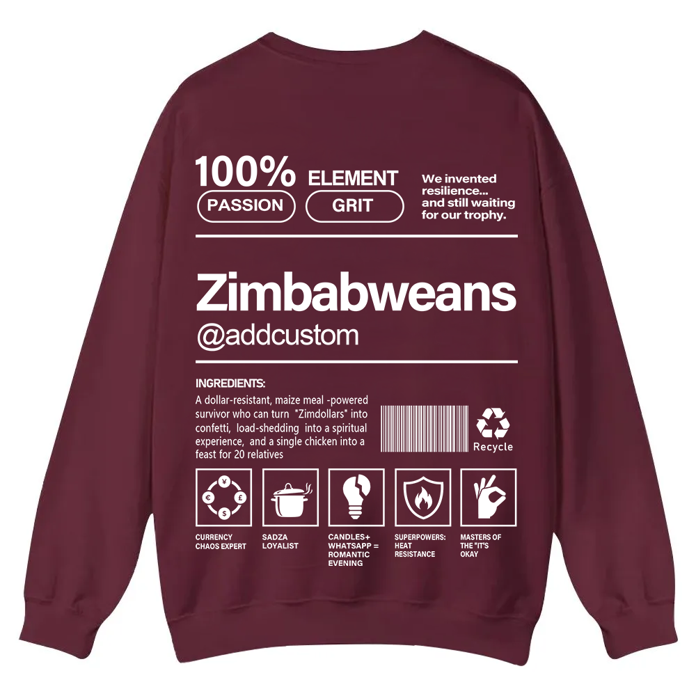 Zimbabweans Addcustom Unisex Fit  Casual Crewneck Sweatshirt wearishow