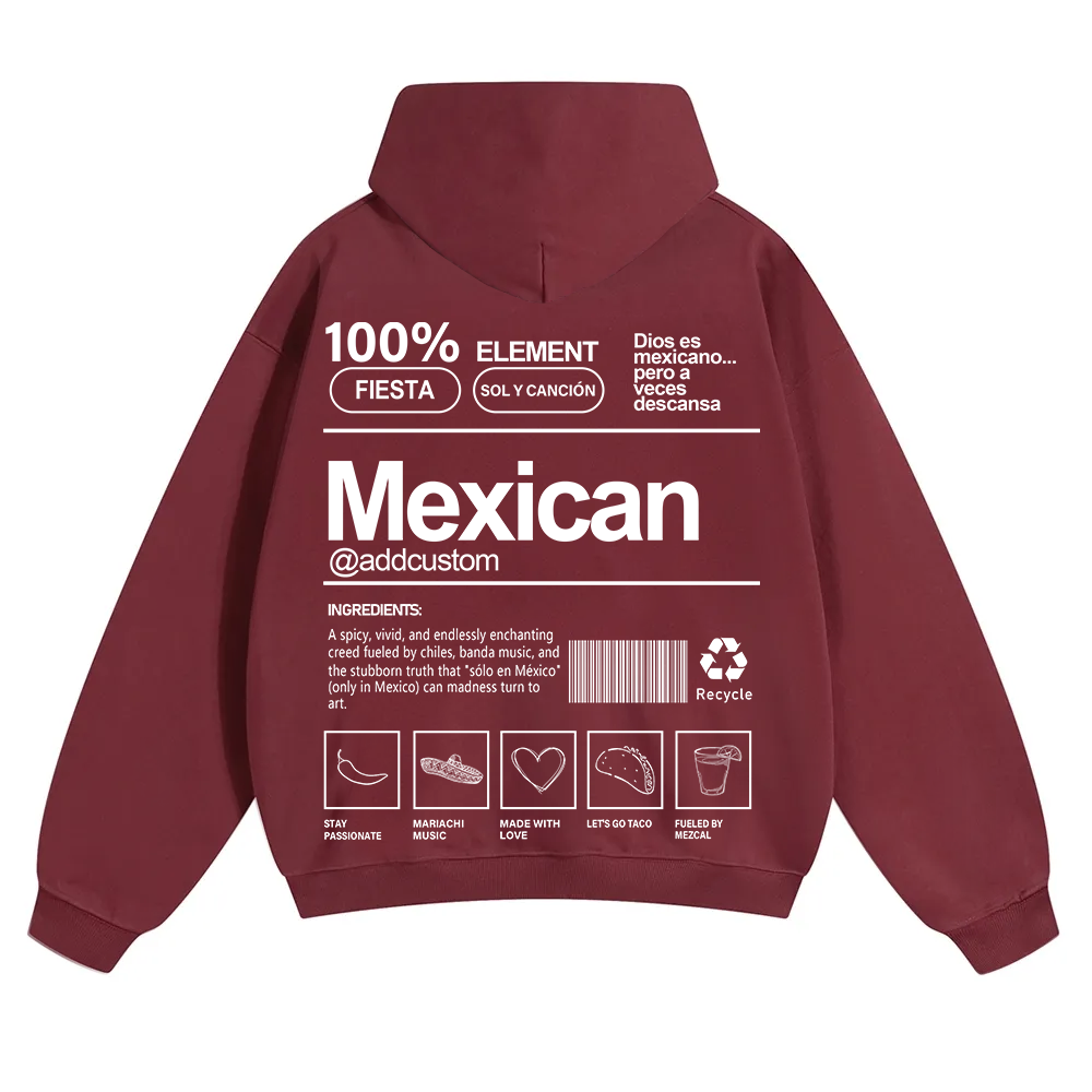 Mexican Addcustom Unisex Fit Color Hoodie wearishow
