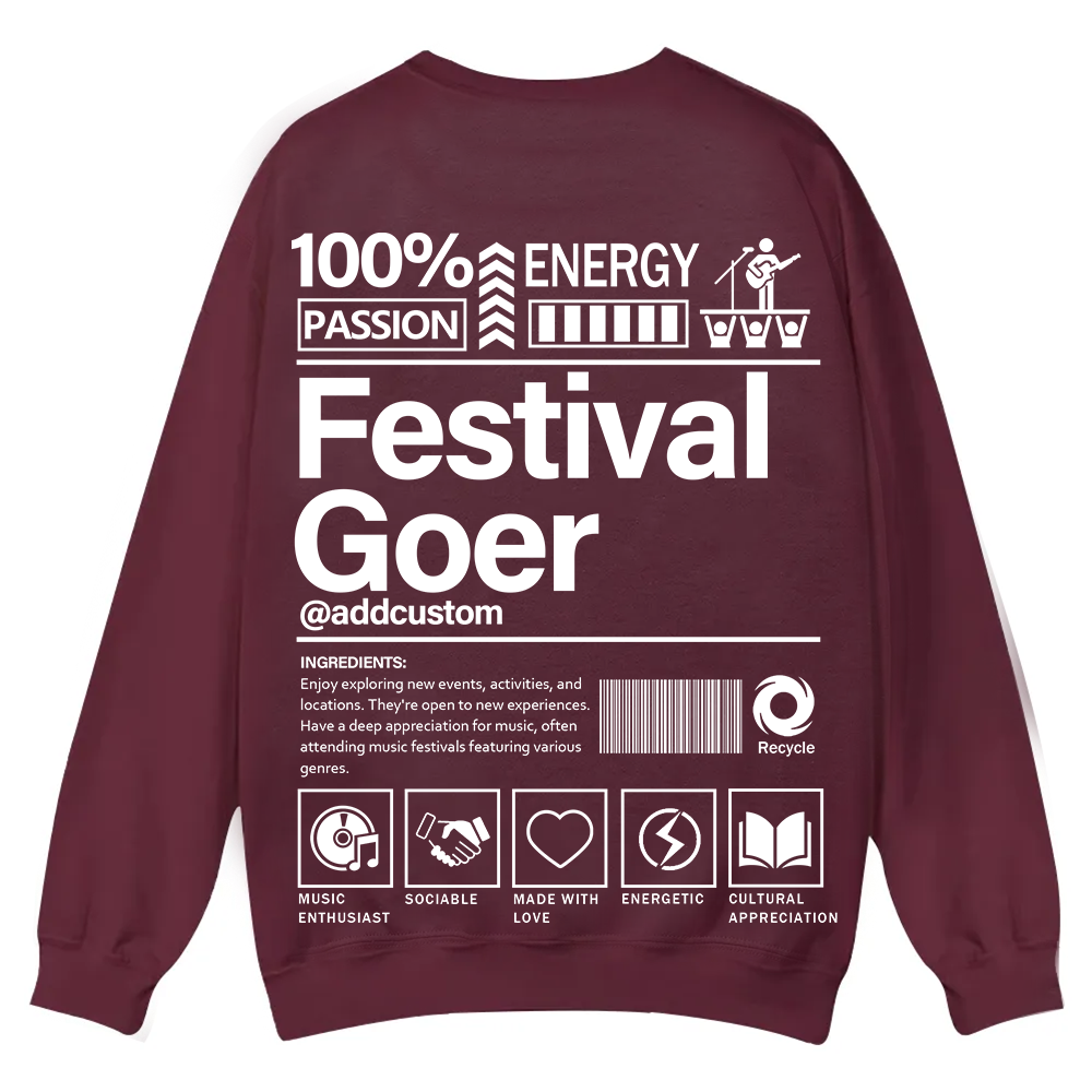 Festival Goer Custom Unisex Casual Crewneck Sweatshirt wearishow