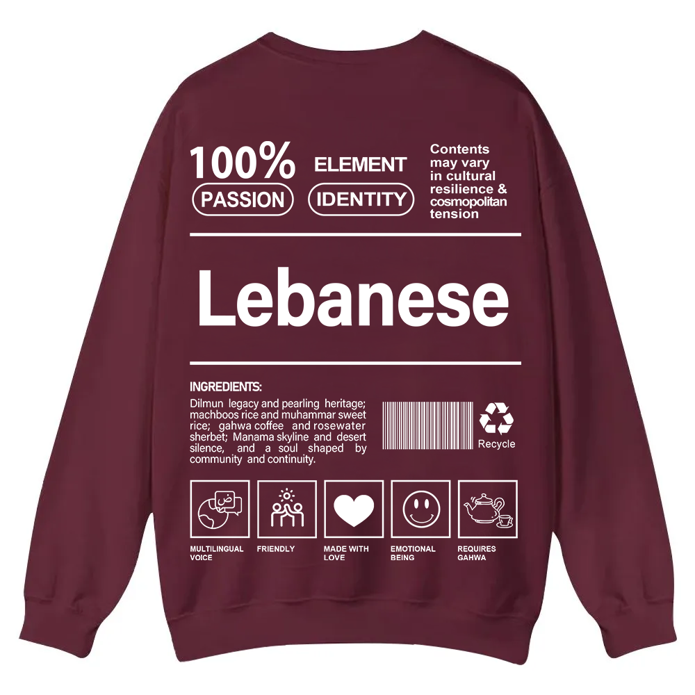 Lebanese Unisex Fit  Casual Crewneck Sweatshirt wearishow