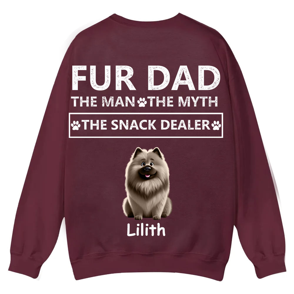Fur Dad The Man The Myth The Snack Dealer - Personalized Custom Unisex Casual Crewneck Sweatshirt