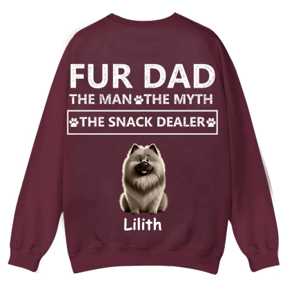 Fur Dad The Man The Myth The Snack Dealer - Personalized Custom Unisex Casual Crewneck Sweatshirt