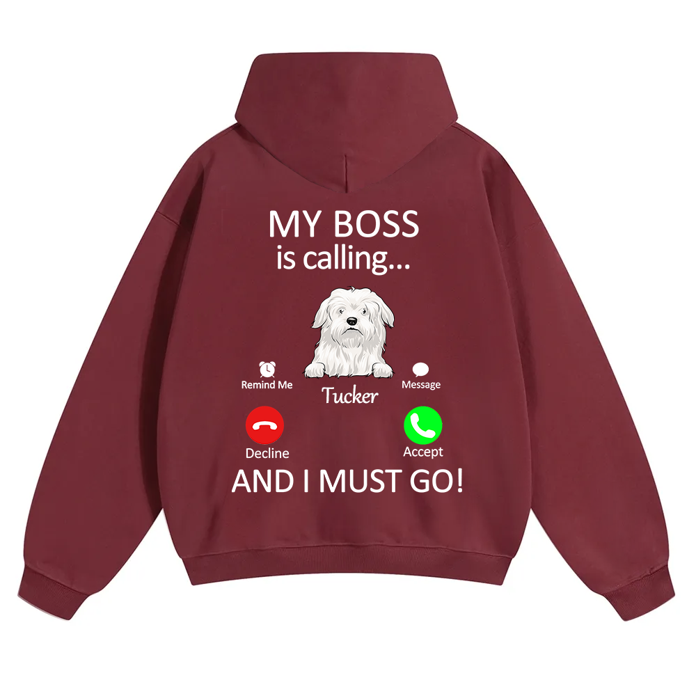 Dog Boss Calling - Personalized Custom Unisex Soild Color Hoodies wearishow
