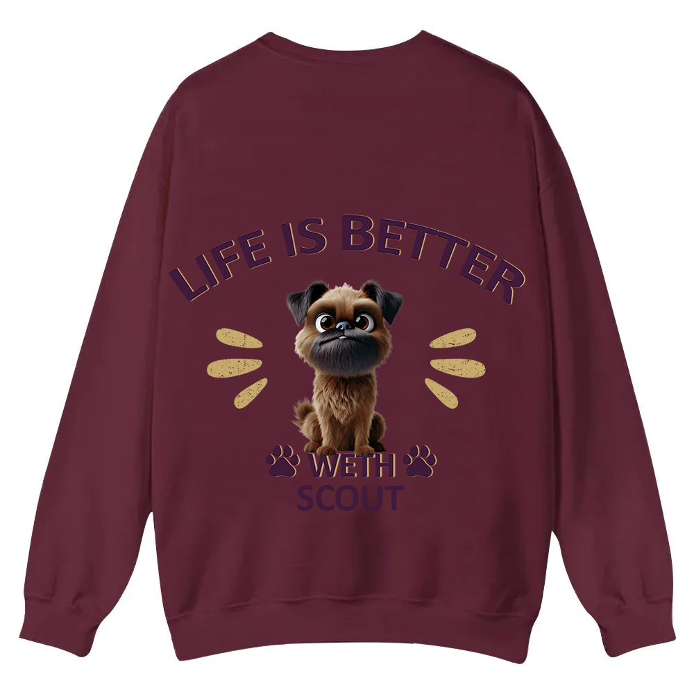 Better Life With My Dog - Personalized Custom Unisex Casual Crewneck Sweatshirt wearishow