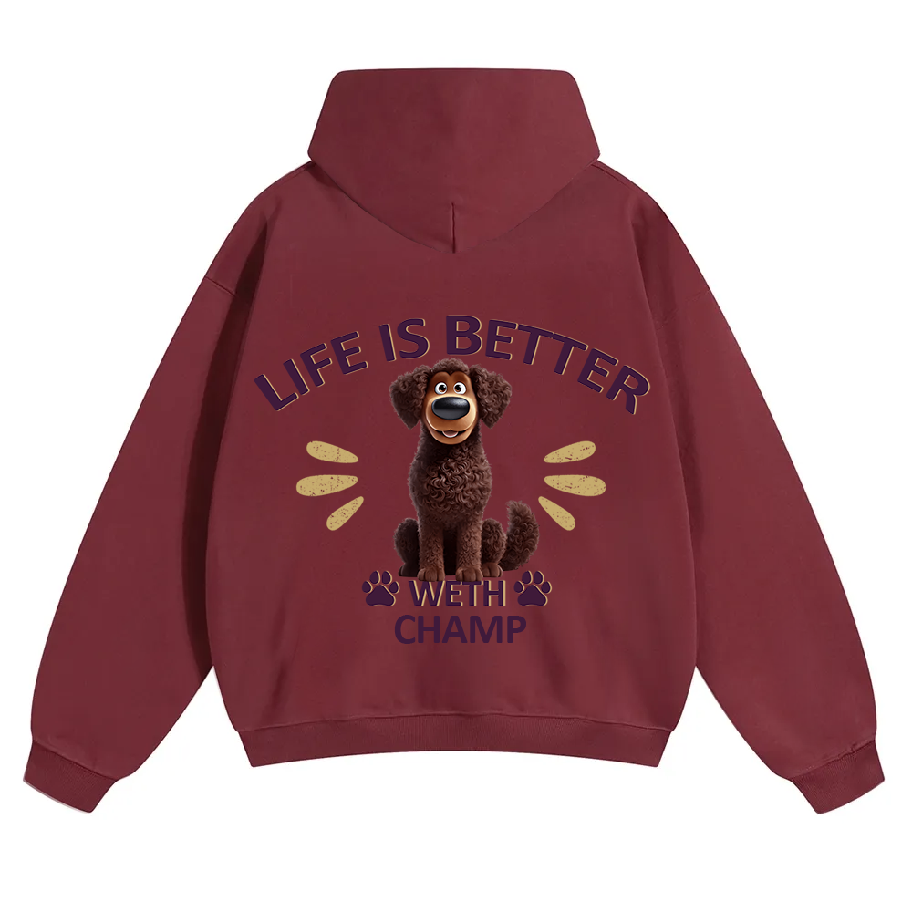 Better Life With My Dog - Personalized Custom Unisex Soild Color Hoodies wearishow