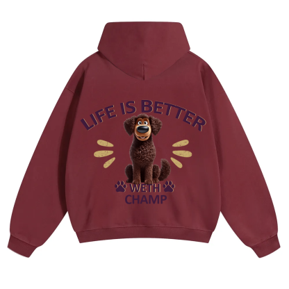 Better Life With My Dog - Personalized Custom Unisex Soild Color Hoodies wearishow