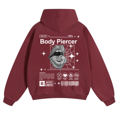 Body Piercer Casual Unisex Solid Color Hoodie wearishow