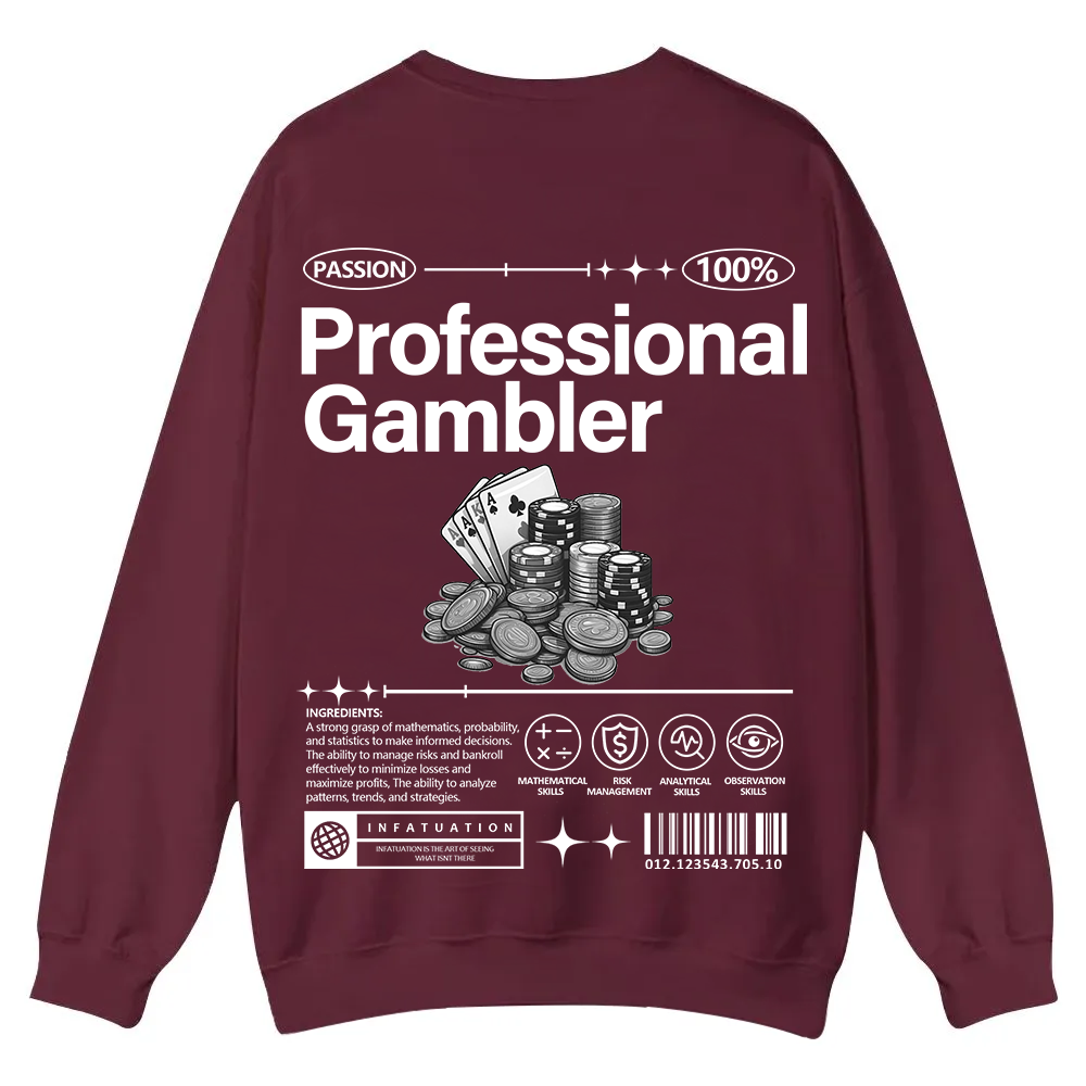 Professional Gambler Casual Crewneck Sweatshirt wearishow