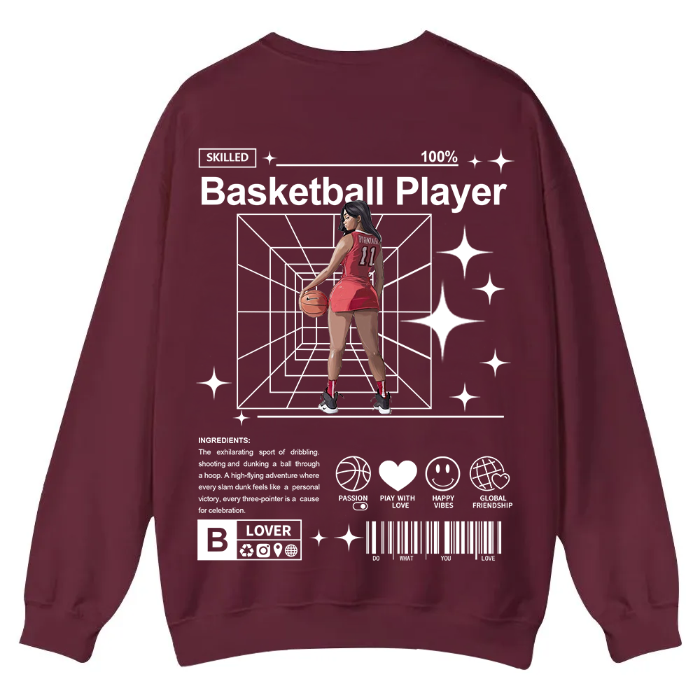Basketball Player Casual Crewneck Sweatshirt wearishow