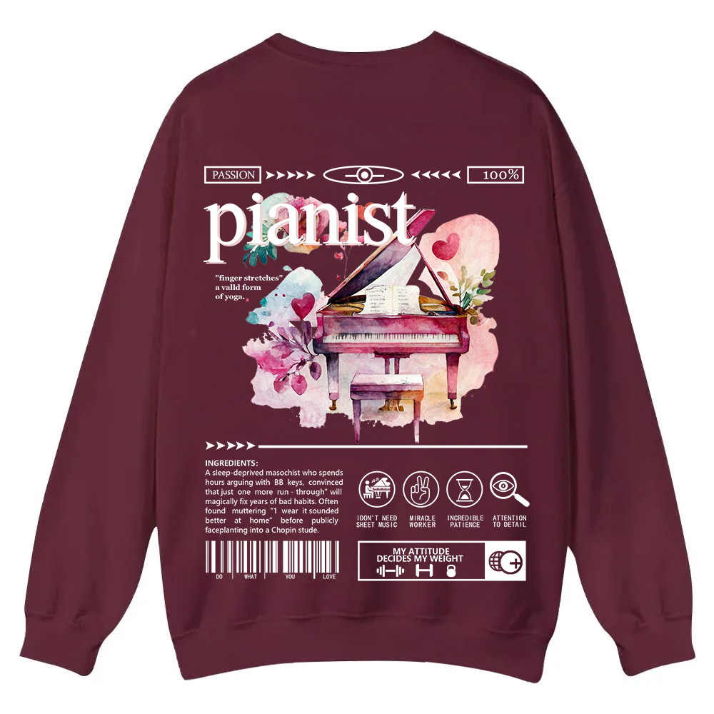 Pianist Casual Crewneck Sweatshirt wearishow