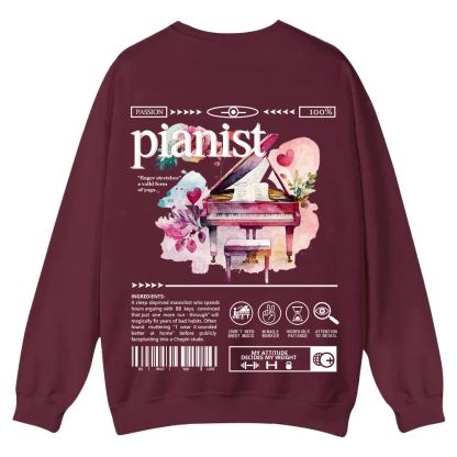 Pianist Casual Crewneck Sweatshirt wearishow