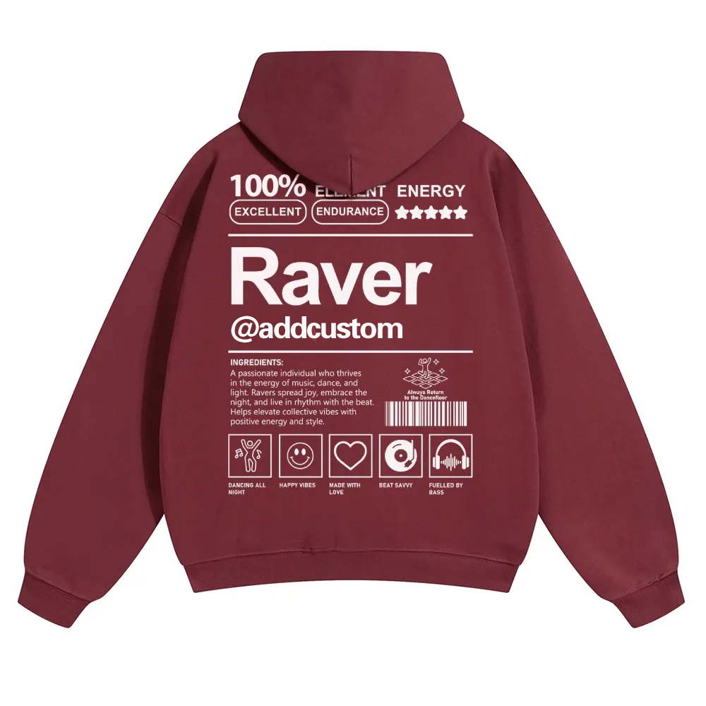 Addcustom Raver Solid Color Hoodie wearishow