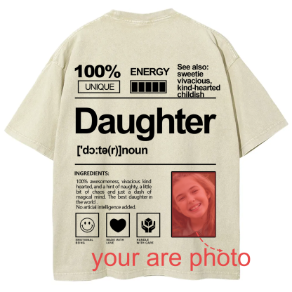 Addcustom Photo Daughter Washed T-Shirt