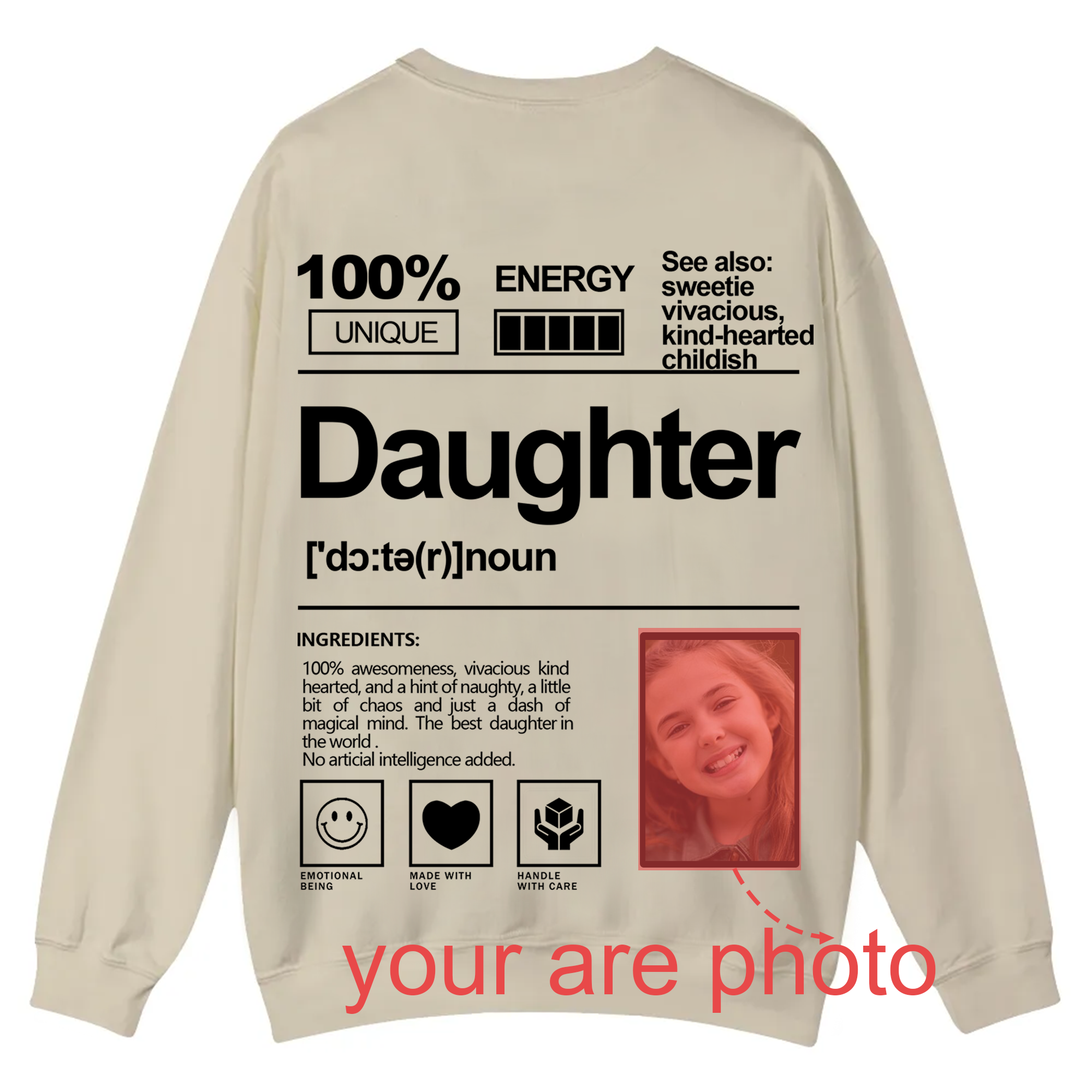 Addcustom  Photo Family members Casual Crewneck Sweatshirt