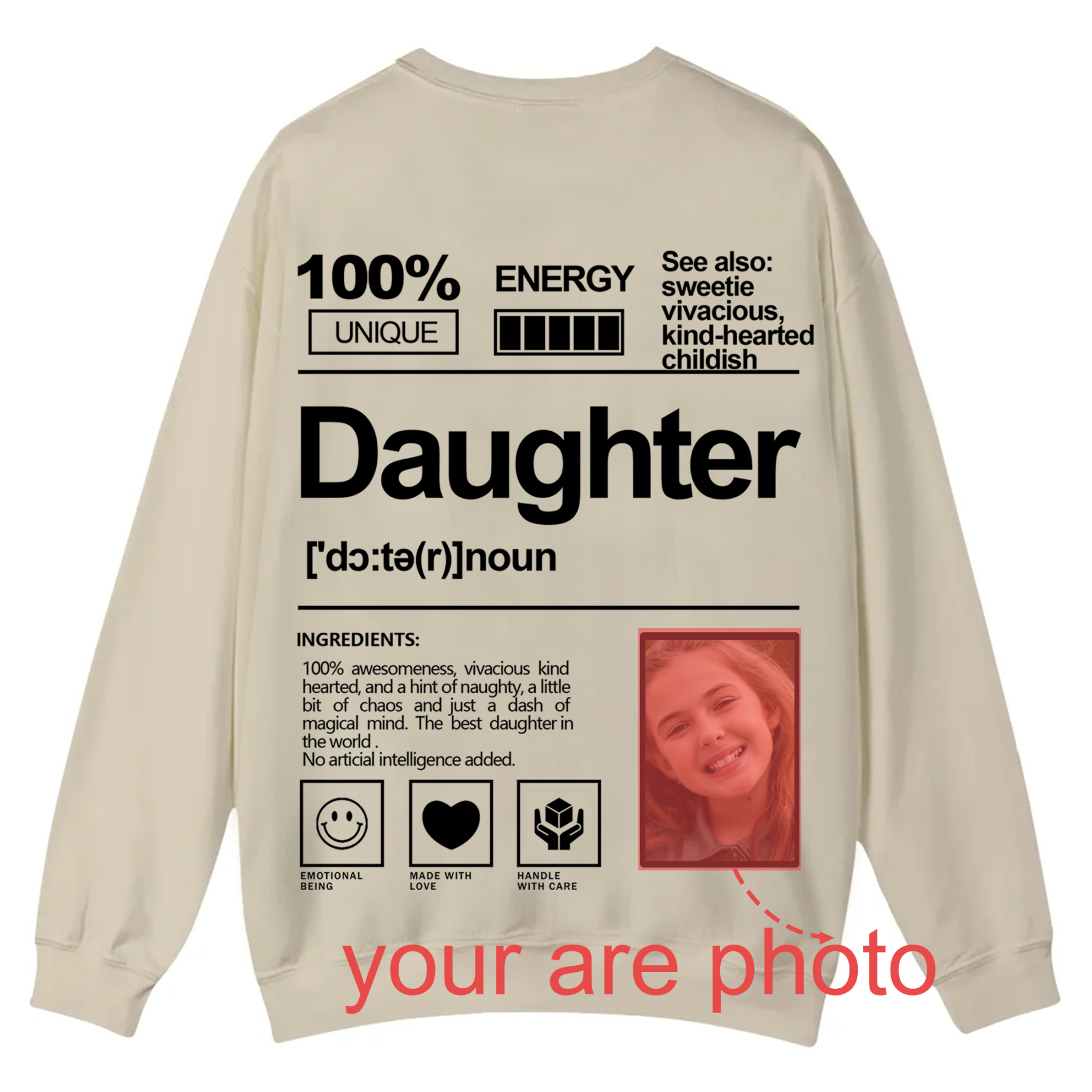 Addcustom  Photo Family members Casual Crewneck Sweatshirt