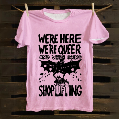 Unisex Vintage  We are Here， We are Queer Cotton T-Shirt