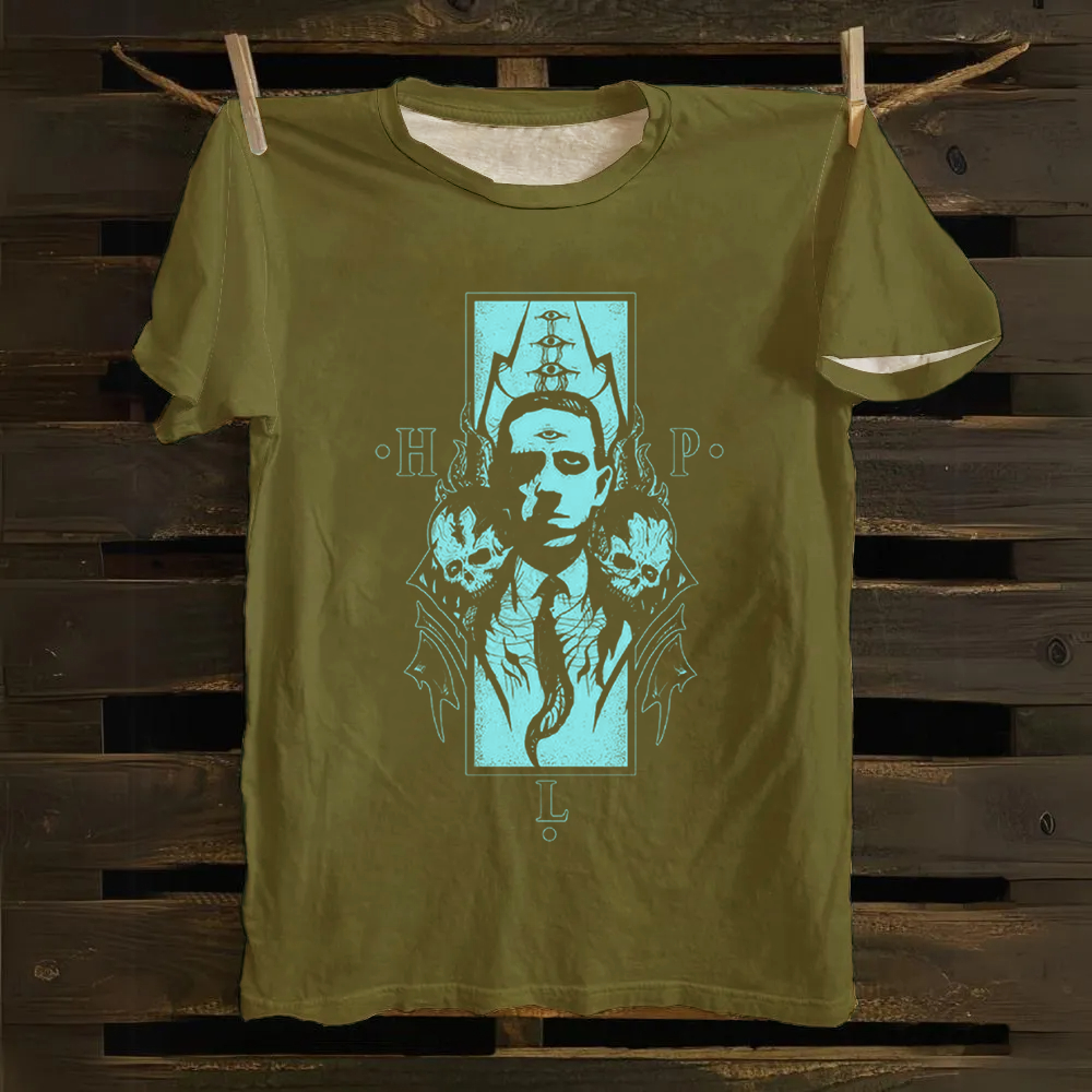 Unisex Vintage H.P. Lovecraft Celebrities Cotton T-Shirt