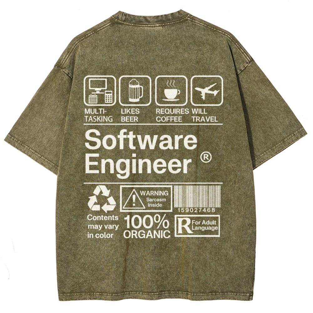 Software Engineer Unisex Fit Washed T-Shirt