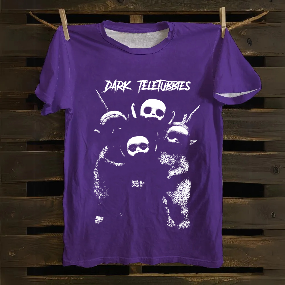 Unisex Vintage  Dark Teletubbies Cotton T-Shirt