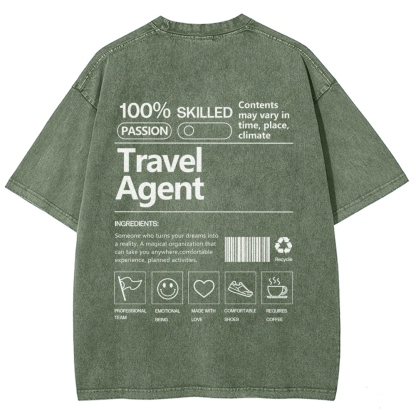 Travel Agent Unisex Fit Washed T-Shirt
