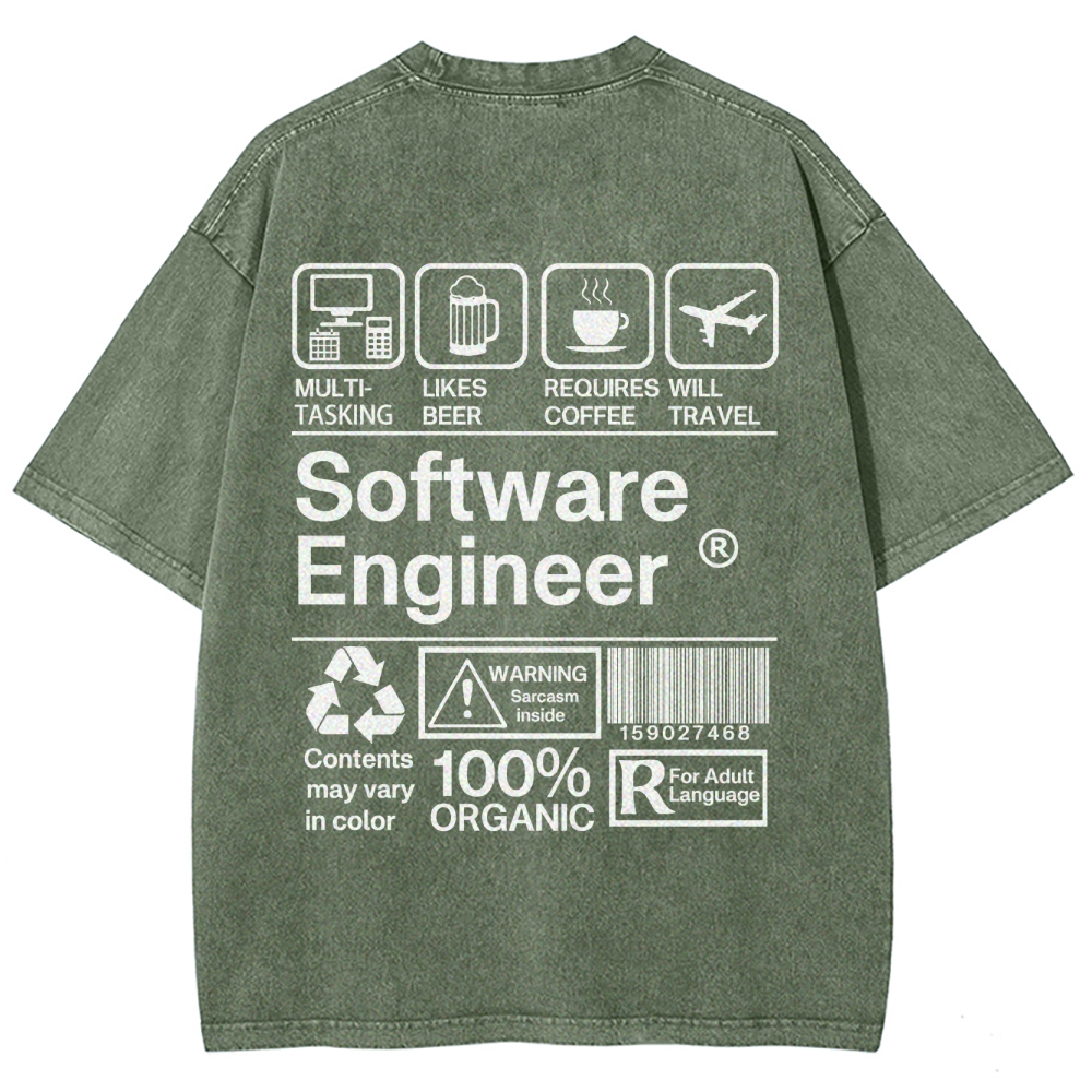 Software Engineer Unisex Fit Washed T-Shirt