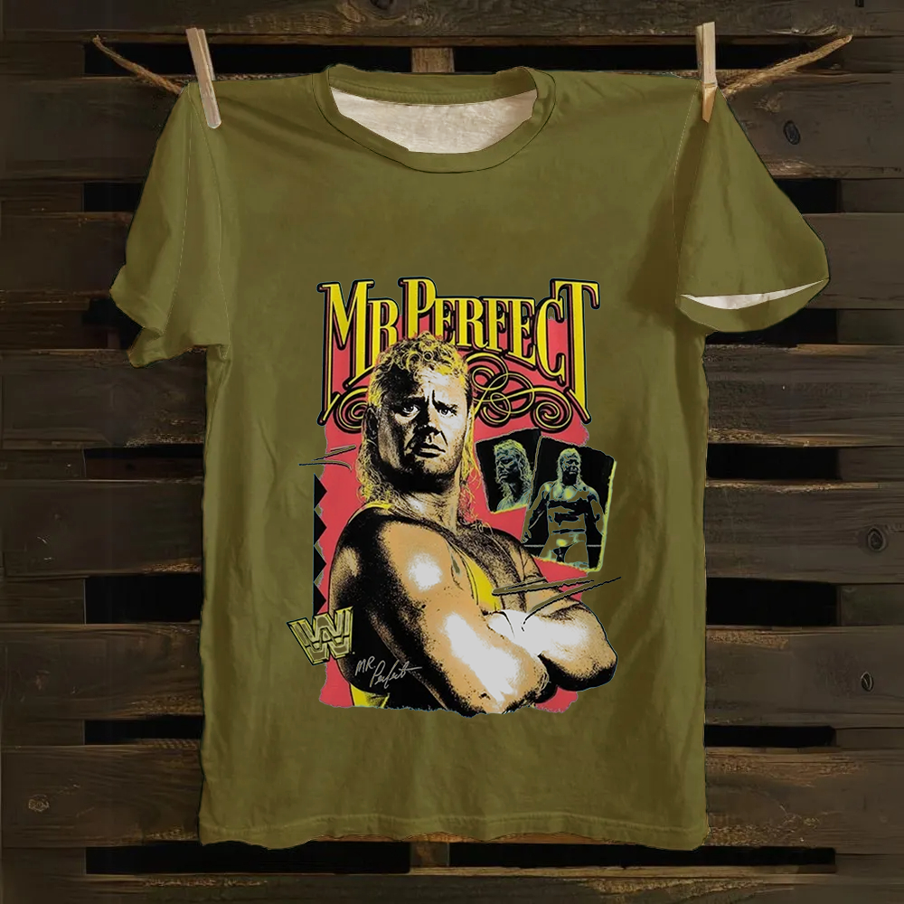 WWE Mr. Perfect Wrestling Casual Printed  Cotton T-Shirt