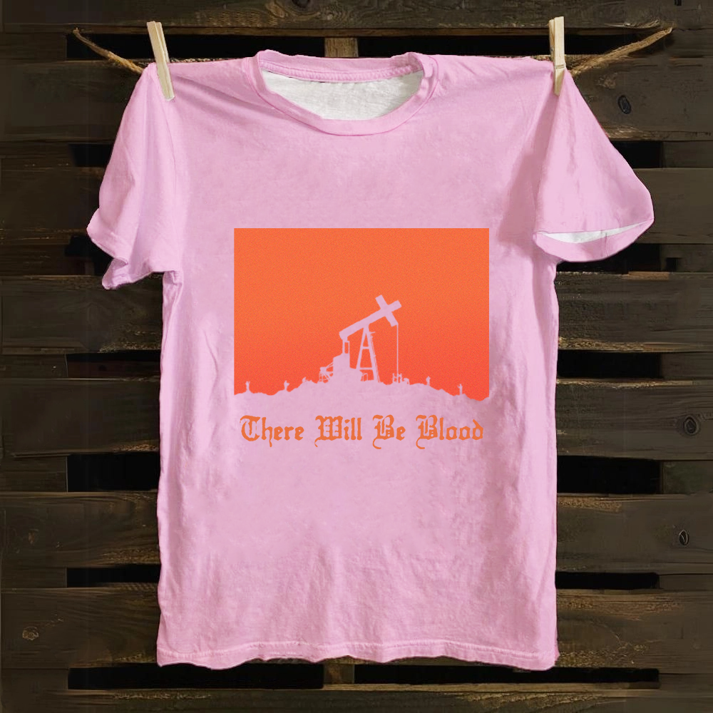 Unisex Vintage  There will be blood， western movie Cotton T-Shirt