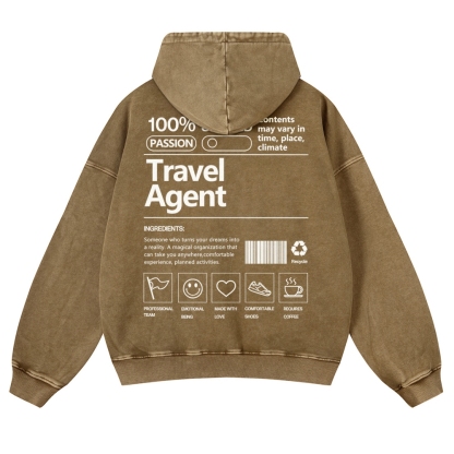 Travel Agent Casual Washed Hoodie
