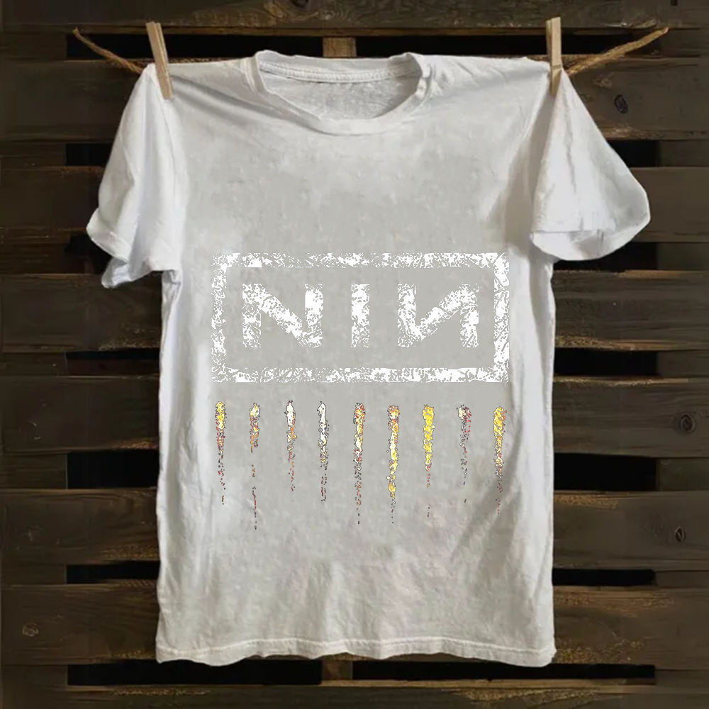 Unisex Vintage Nine Inch Nails Band cotton T-Shirt