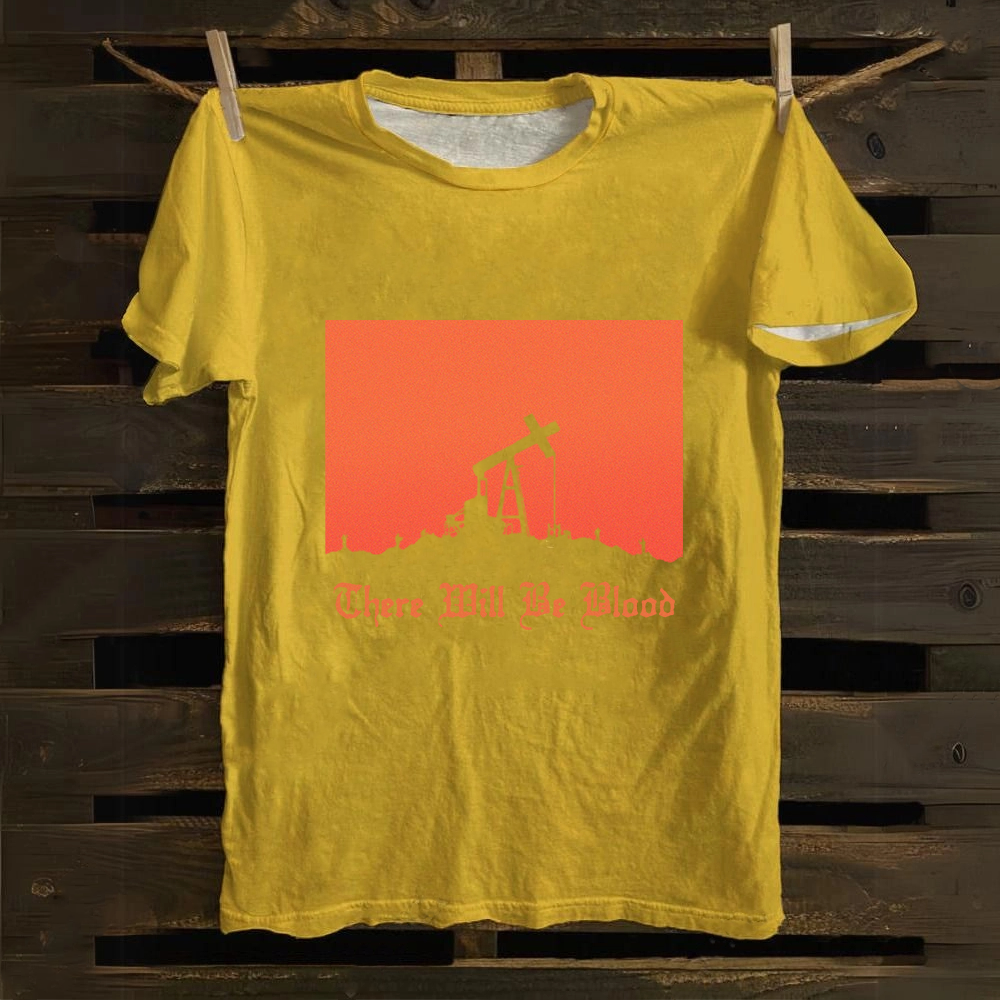 Unisex Vintage  There will be blood， western movie Cotton T-Shirt