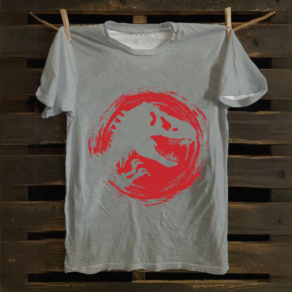 Unisex Vintage Cotton Jurassic World Red Logo  T-Shirt