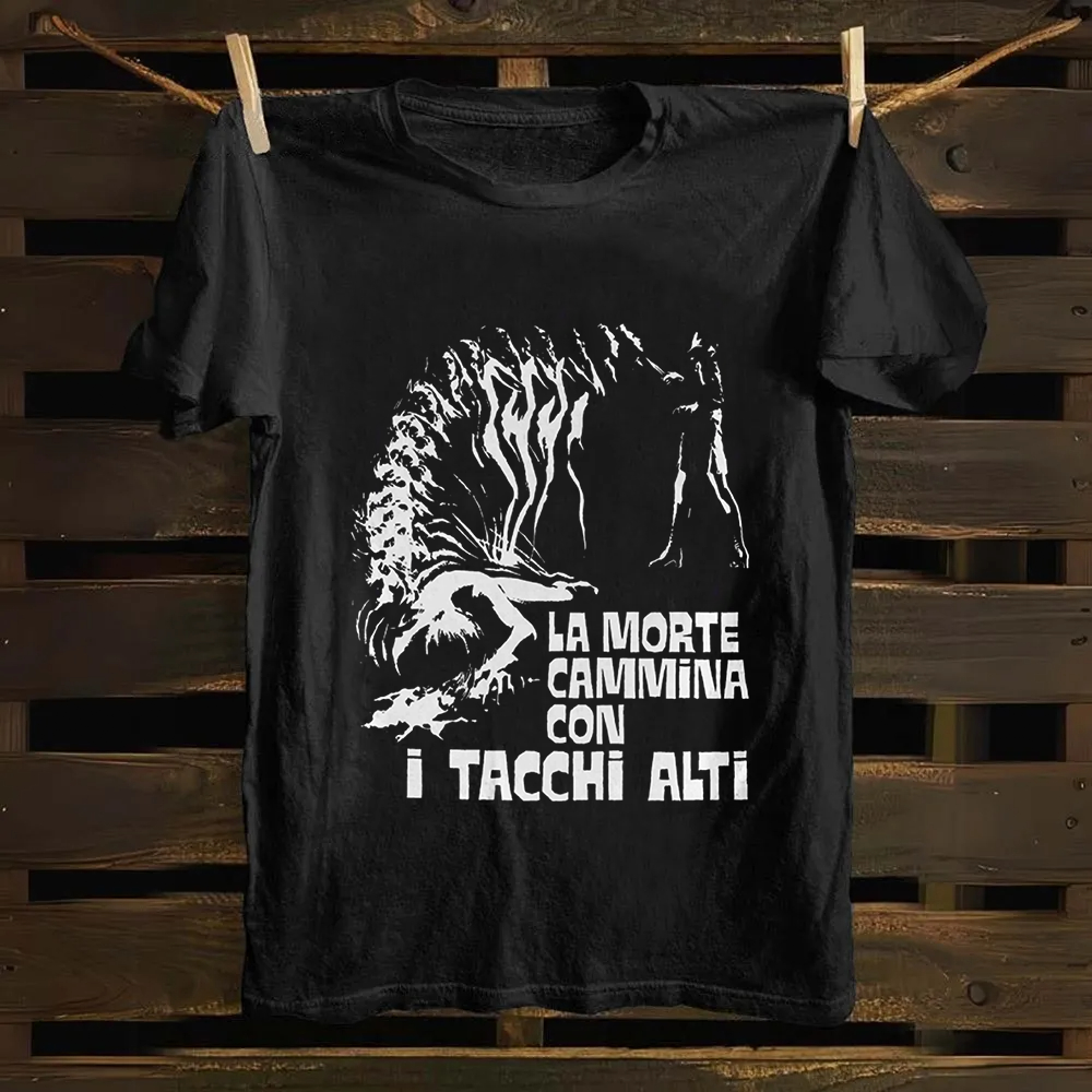 Unisex Vintage  Death Walks On High Heels gorillaz Movie Cotton T-Shirt