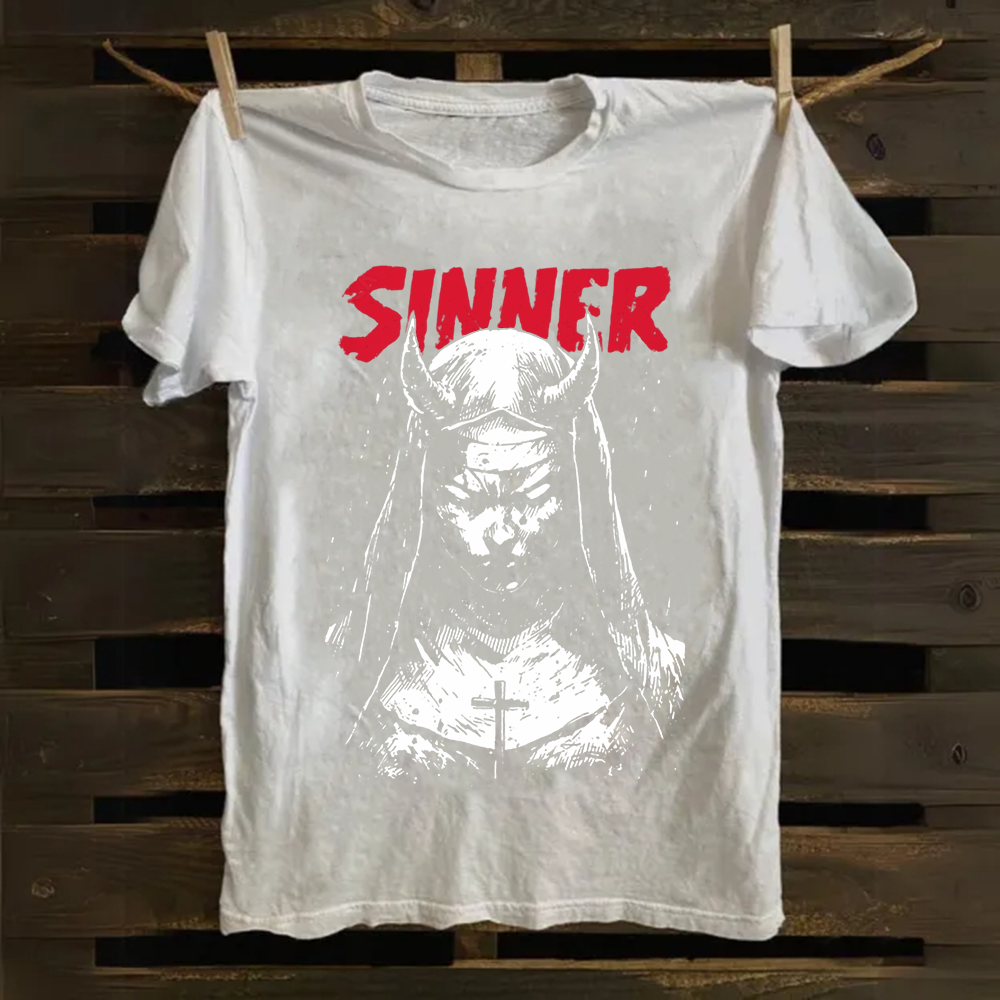 Unisex Vintage Sinner Nun Cotton T-Shirt