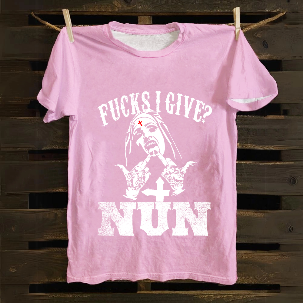 Unisex Vintage Unholy Nun Fucks Given Nun Unisex Classic Cotton T-Shirt