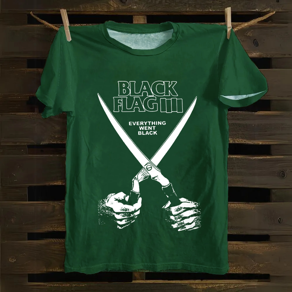 Unisex Vintage Black Flag Rock Band Cotton T-Shirt