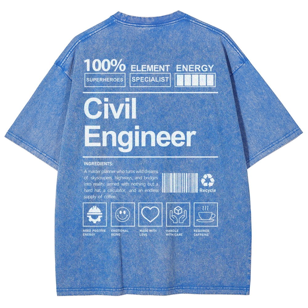 Civil Engineer Unisex Fit Washed T-Shirt