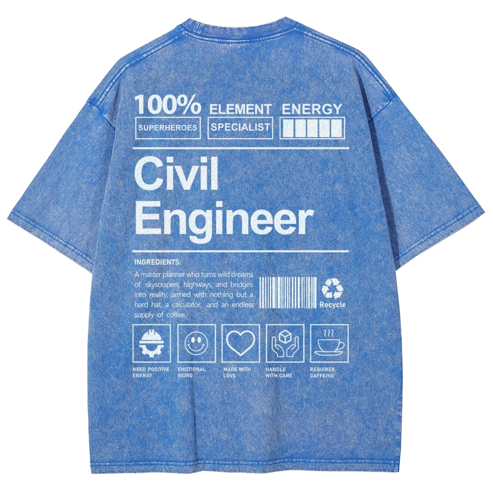 Civil Engineer Unisex Fit Washed T-Shirt