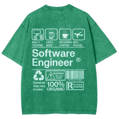 Software Engineer Unisex Fit Washed T-Shirt