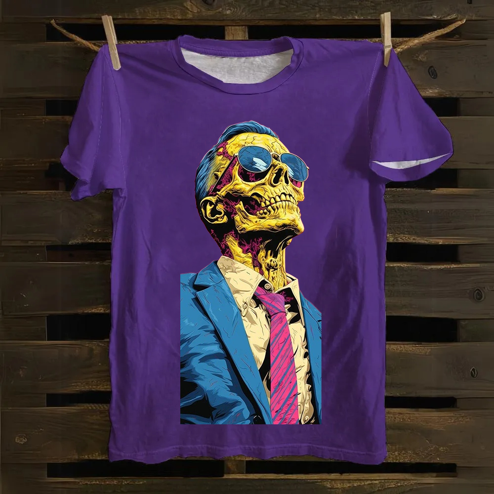 Unisex Fantasy Fashion Skull Art Illustration Printed Classic Cotton T-Shirt