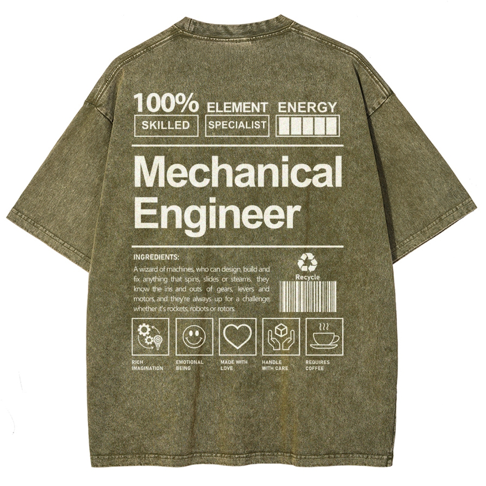 Mechanical Engineer Unisex Fit Washed T-Shirt