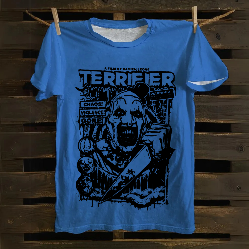 Unisex Vintage Terrifier Print Casual Cotton T-Shirt