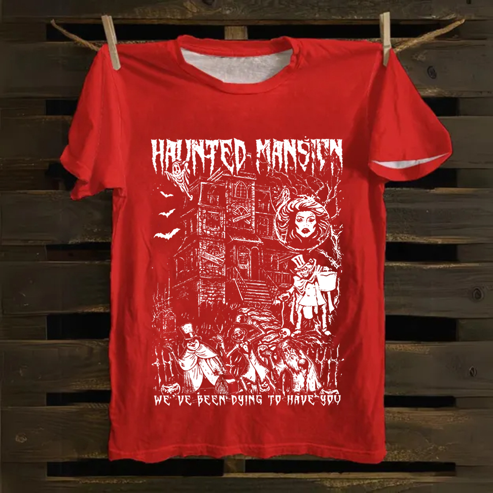 Unisex Vintage  Haunted Mansion Horror Movie Cotton T-Shirt