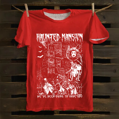 Unisex Vintage  Haunted Mansion Horror Movie Cotton T-Shirt