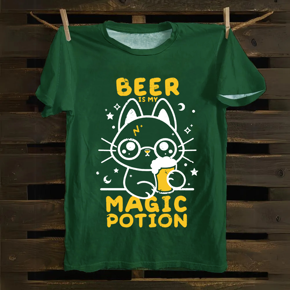 Unisex Vintage Beer Is My Magic Potion Music Cotton T-Shirt