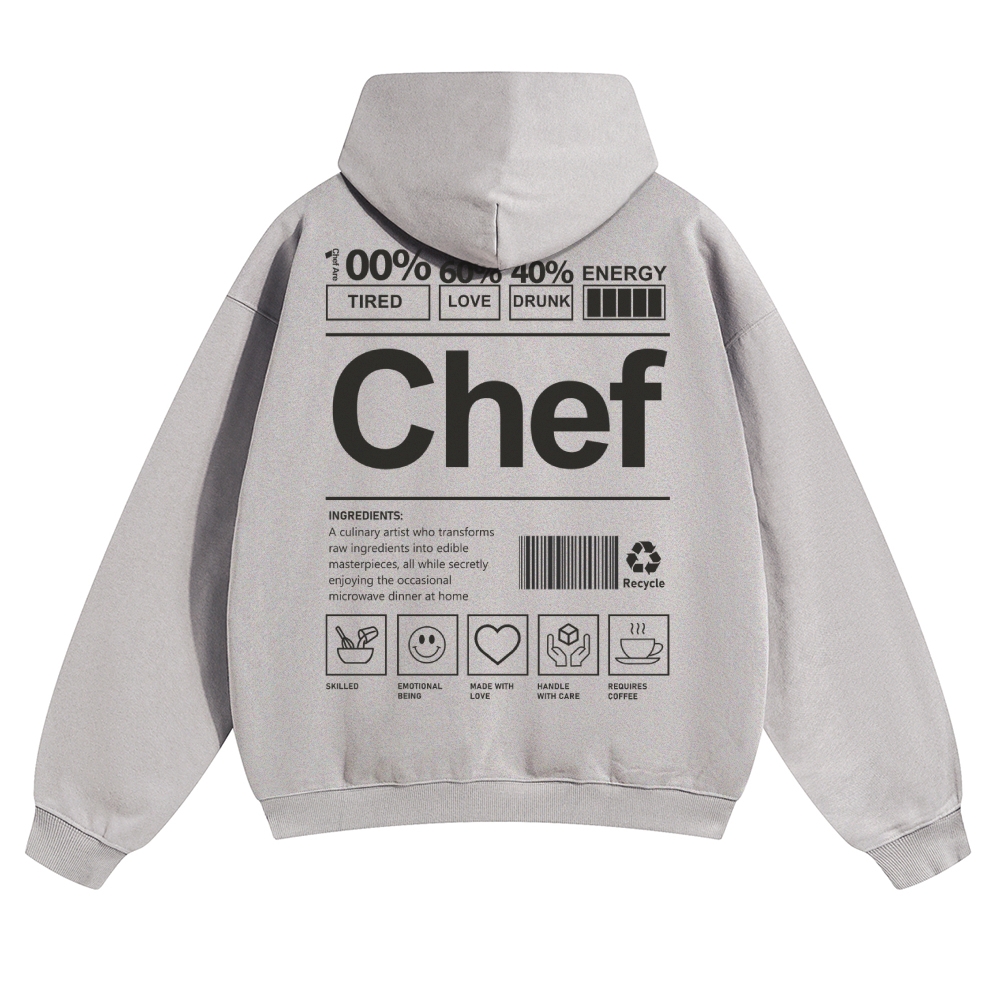 Chef Are 100%Tired 60%Love 40%Drunk Solid Color Hoodie